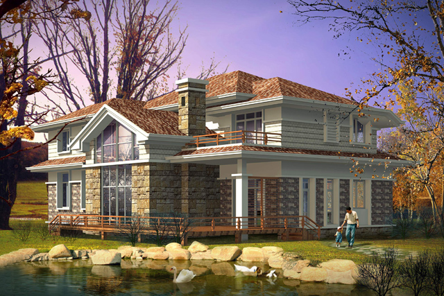 鋼結構別墅：FK-GH205+兩層-16.80X18.00米(圖1)