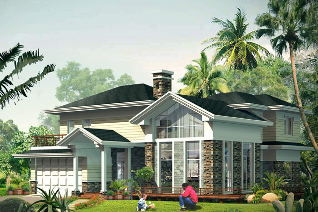 鋼結構別墅：FK-RJ209+兩層-16.80X14.70米(圖1)