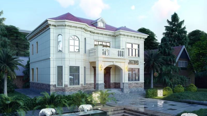 5套占地120平的二層別墅，溫馨時尚，布局實用的輕鋼別墅，全國農村可承接建房！