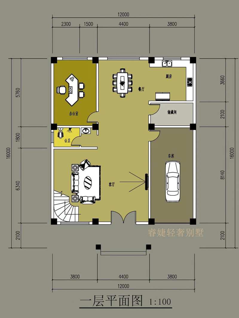 帶車庫的簡(jiǎn)歐現(xiàn)代風(fēng)三層別墅(圖2)