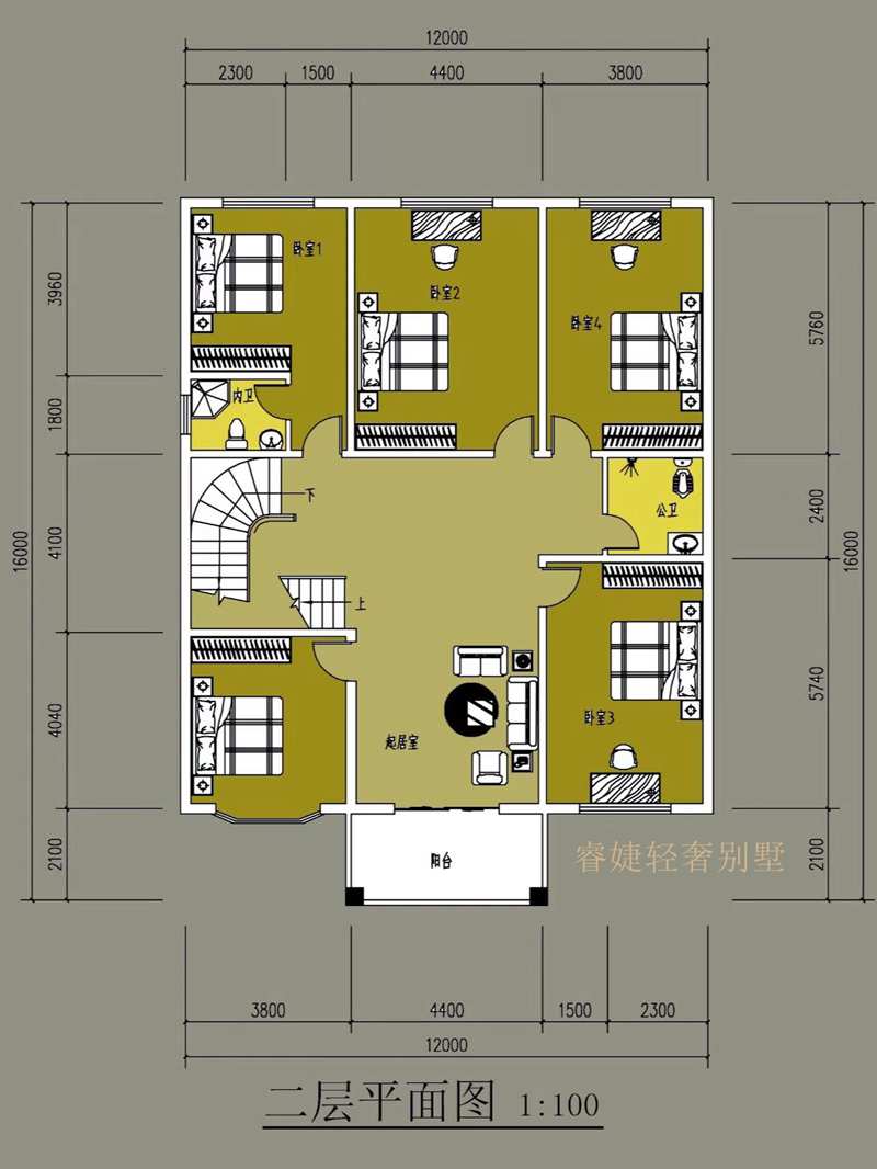 帶車庫的簡(jiǎn)歐現(xiàn)代風(fēng)三層別墅(圖3)