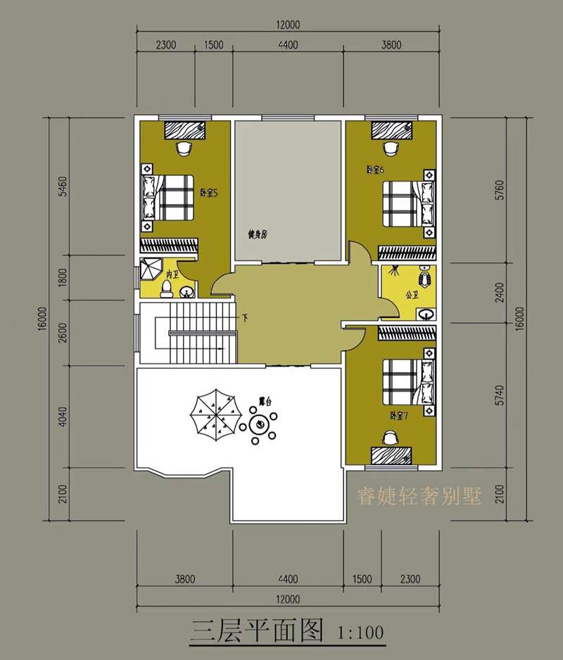 帶車庫的簡(jiǎn)歐現(xiàn)代風(fēng)三層別墅(圖4)